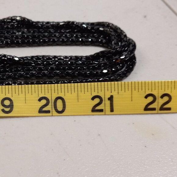 Long Black Five Strand Mesh Chain Necklace and Bracelet - Picture 7 of 9